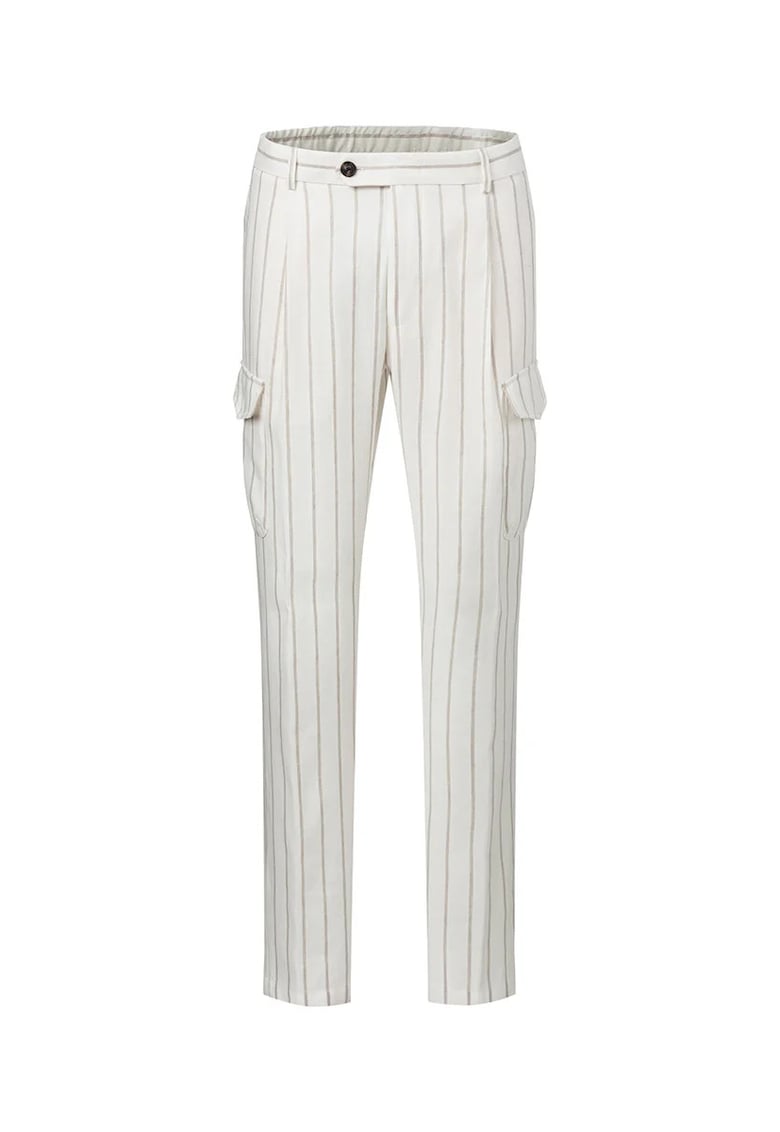 -Pantaloni cargo regular fit - cu elastic în talie și imprimeu în dungi