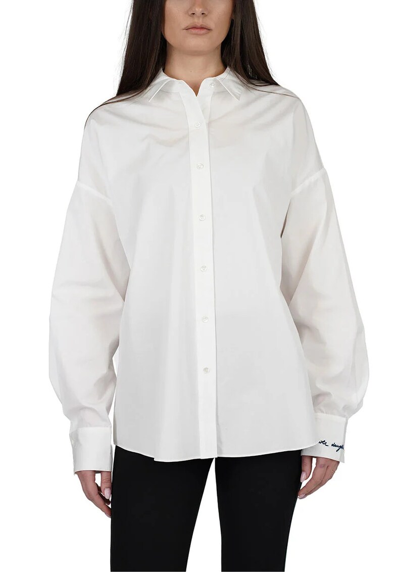 Cămașă supradimensionată cu logo imprimat pe manșetă Cămașă supradimensionată cu logo imprimat pe manșetă