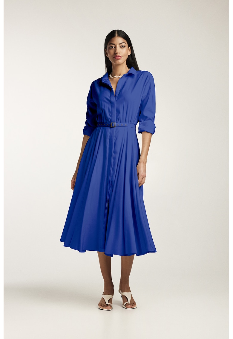 Rochie-camasa midi cu pliuri si o curea