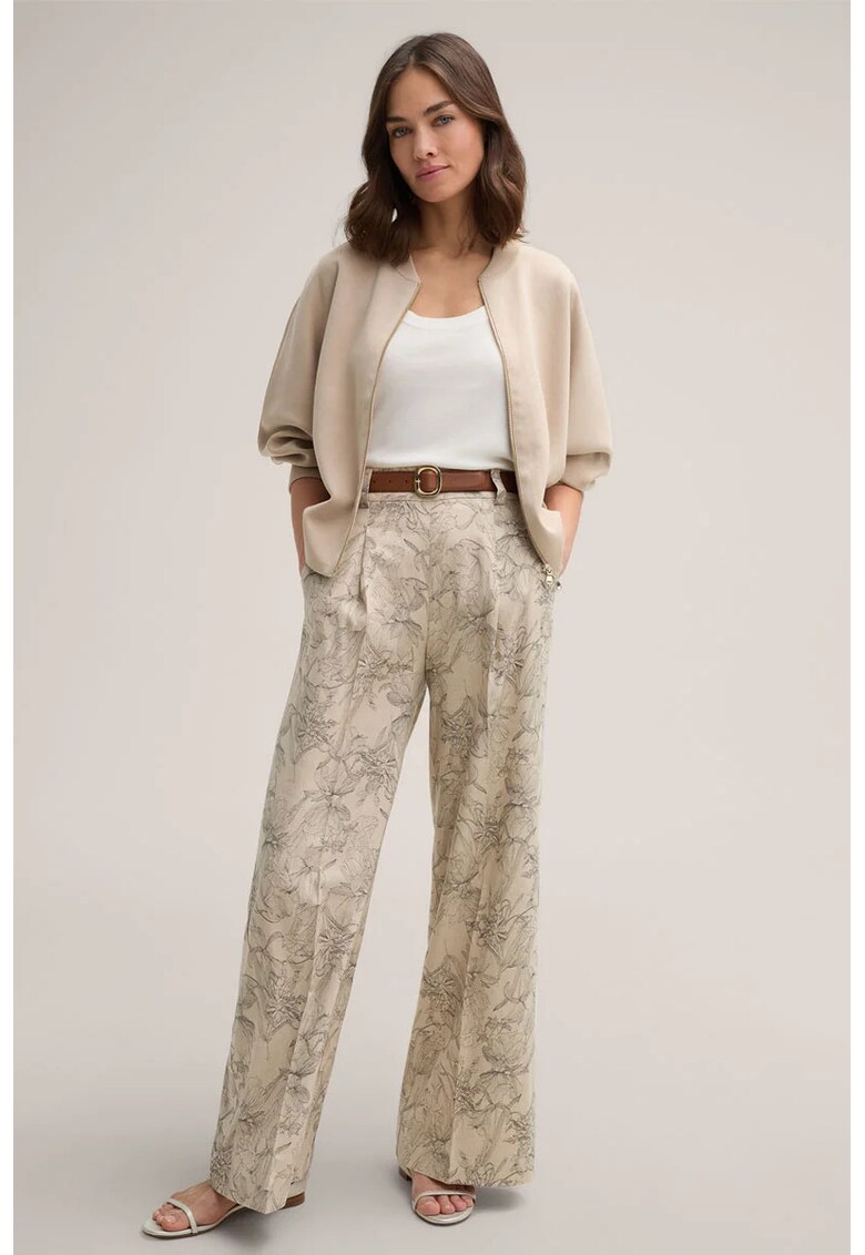 -Pantaloni largi cu talie înaltă și imprimeu floral