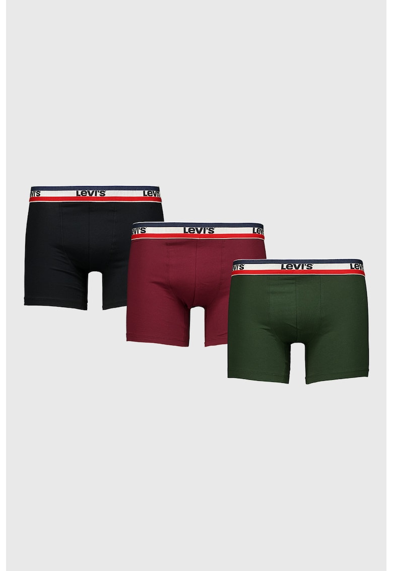 Set de boxeri din amestec de bumbac organic - 3 perechi - Visiniu/Negru/Kaki