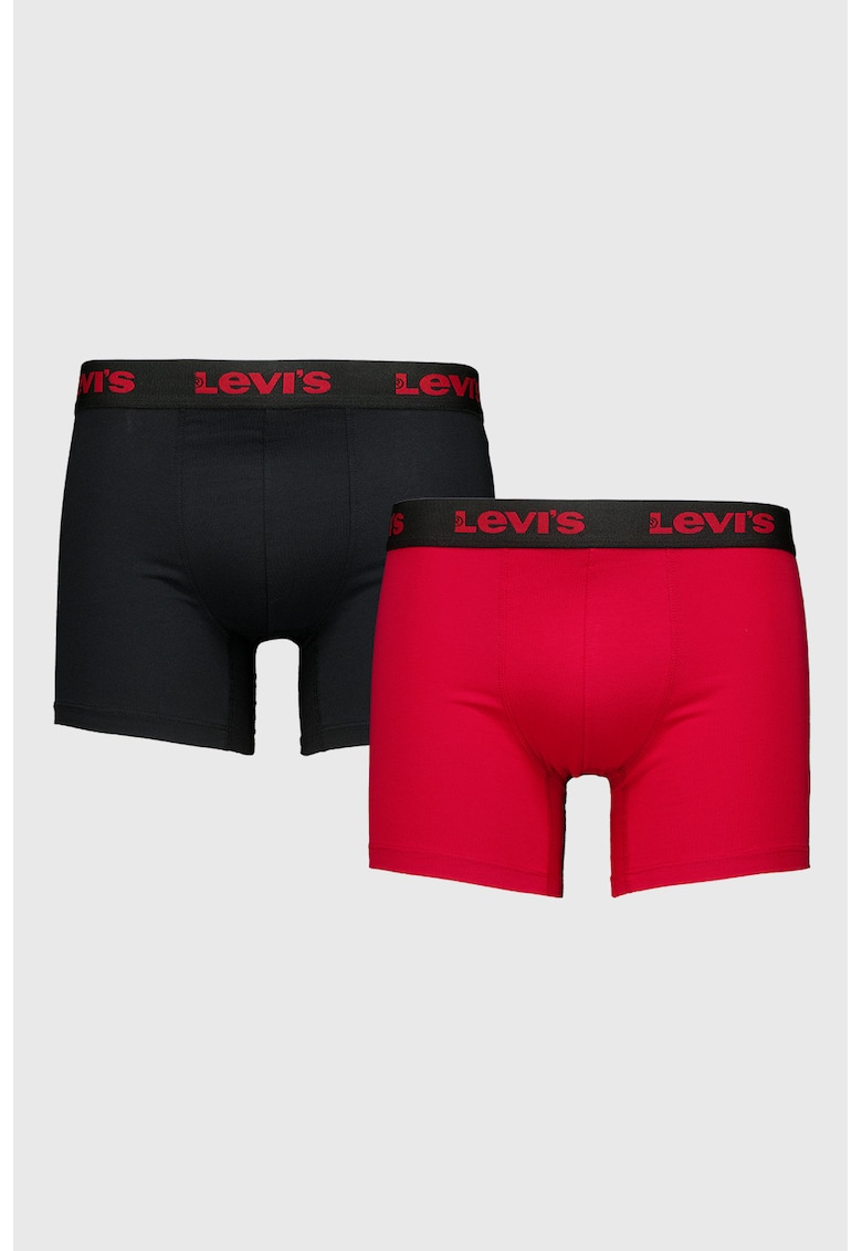 Set de boxeri cu banda logo in talie - 2 perechi - Rosu/Negru