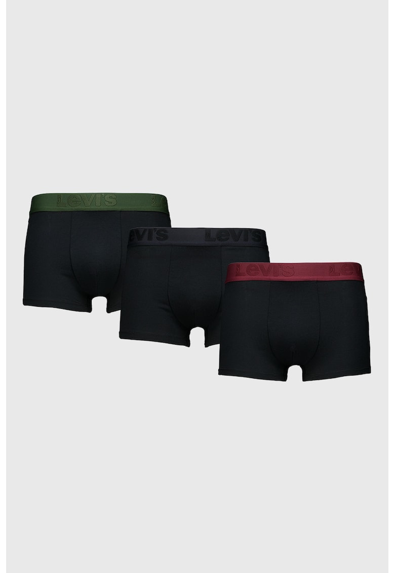 Set de boxeri cu banda logo in talie - 3 perechi - Negru stins