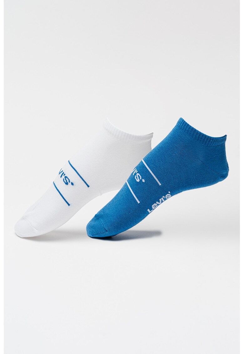 Set de sosete unisex pana la glezna - 2 perechi - Alb/Albastru royal