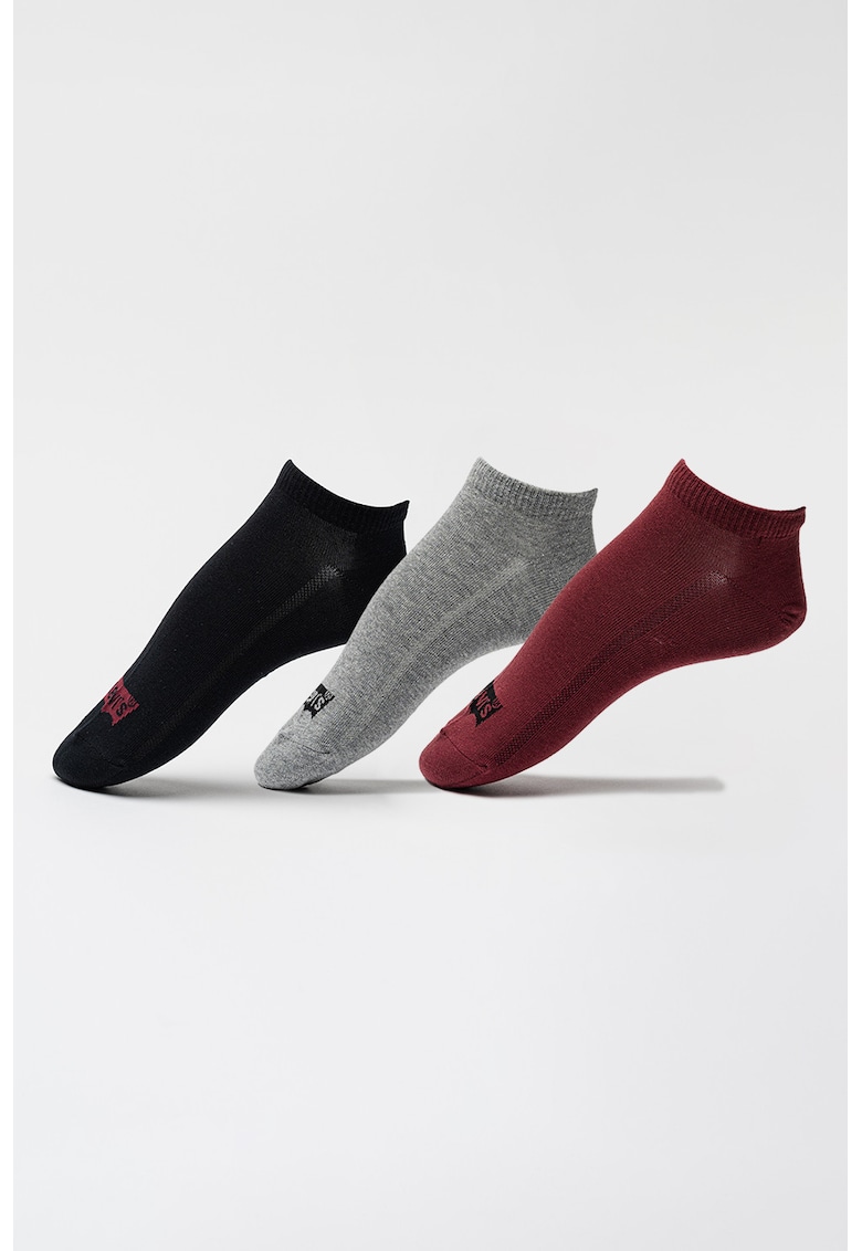 Set de sosete unisex pana la glezna - 3 perechi - Visiniu/Negru/Gri