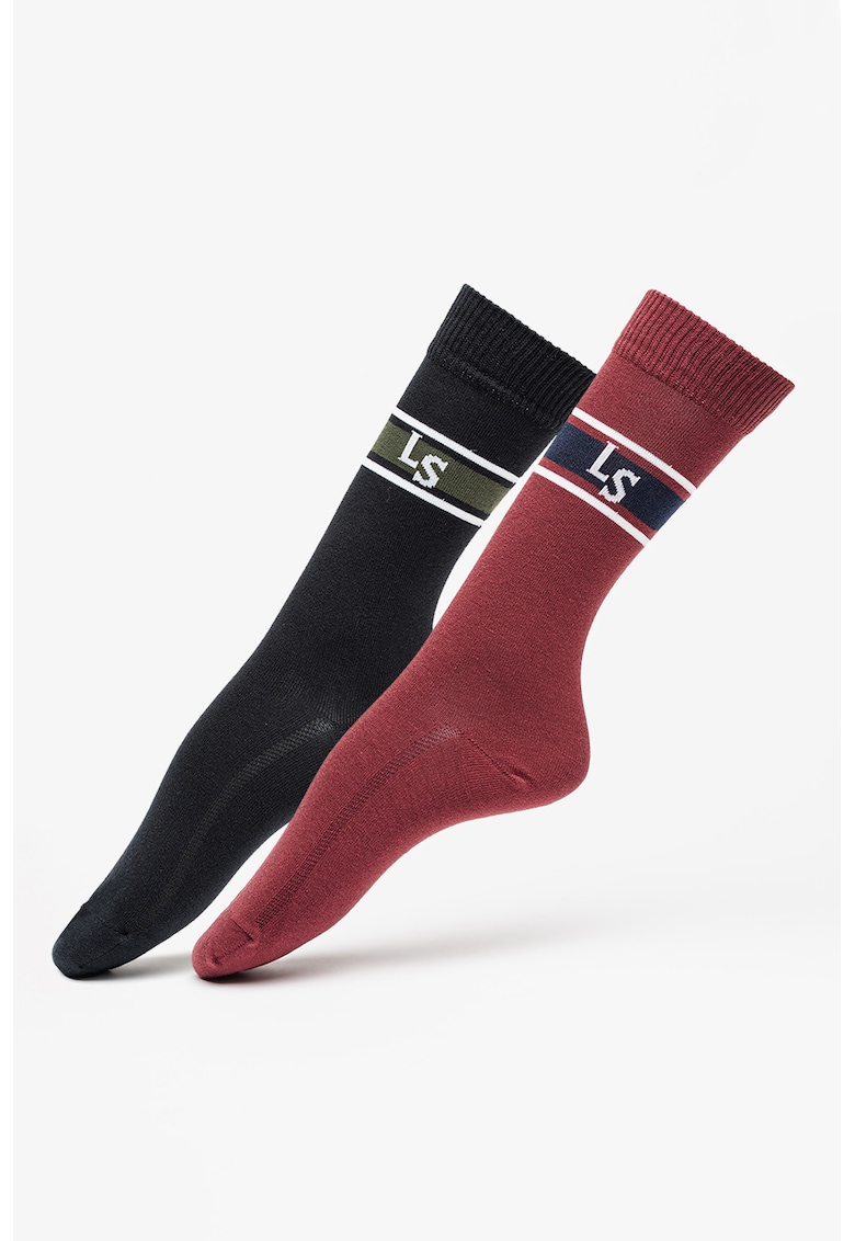 Set de sosete lungi cu imprimeu logo - 2 perechi