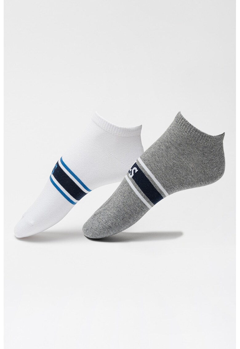 Set de sosete unisex pana la glezna - 2 perechi - Alb/Gri melange