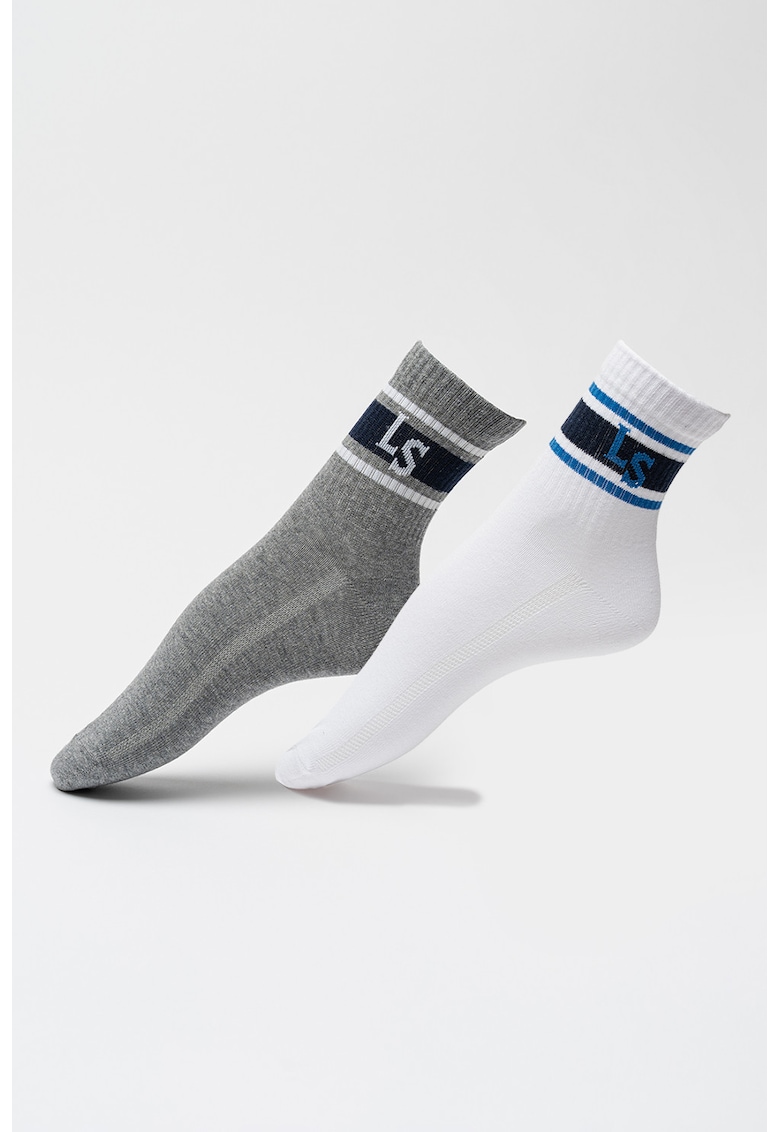 Set de sosete scurte unisex - 2 perechi - Alb/Gri melange