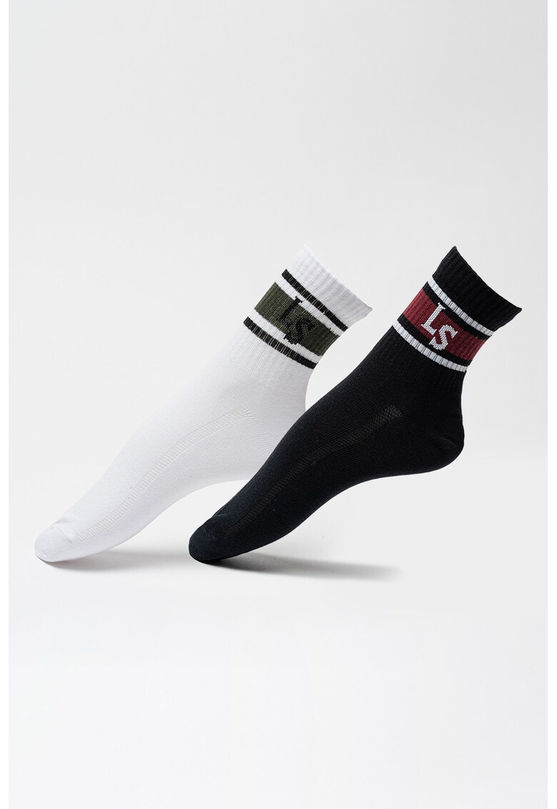 Set de sosete scurte unisex - 2 perechi - Alb/Negru