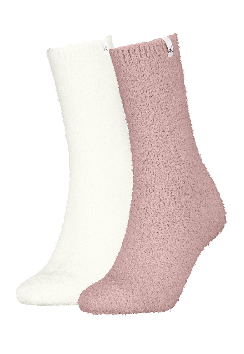 Set de sosete lungi - 2 perechi - Alb fildes/Roz prafuit