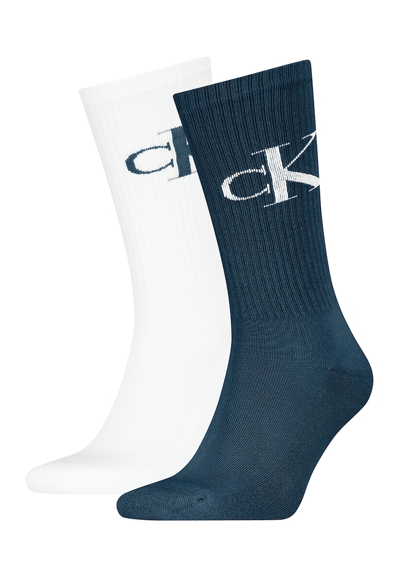 Set de sosete lungi cu logo - 2 perechi - Alb/Albastru petrol