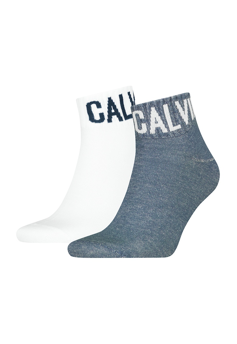 Set de sosete scurte - 2 perechi - Alb/Albastru inchis