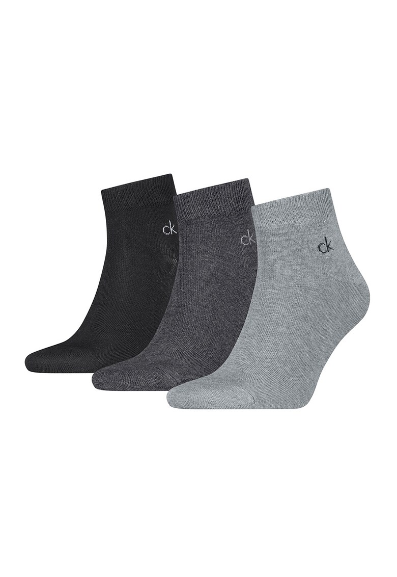 Set de sosete scurte cu logo - 3 perechi - Negru/Gri/Gri inchis