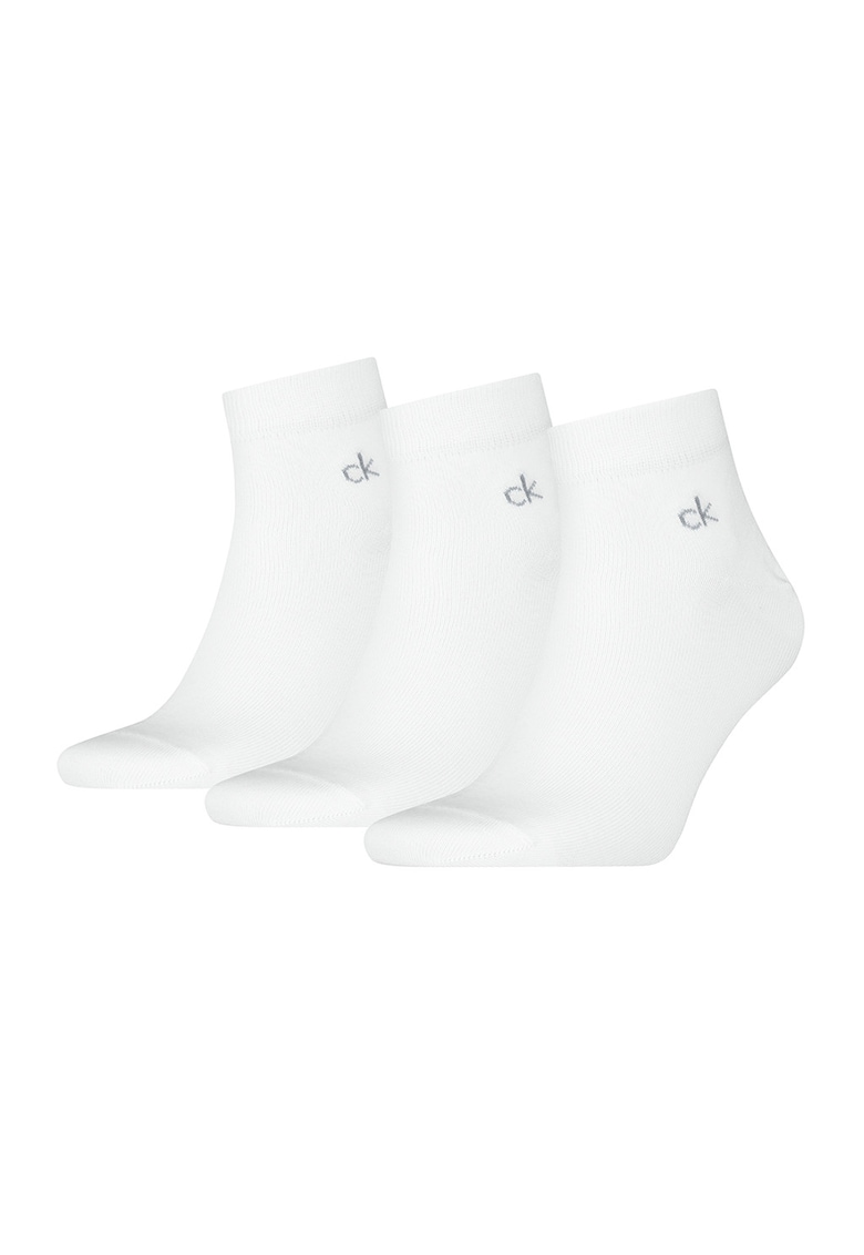 Set de sosete scurte cu logo - 3 perechi - Alb murdar