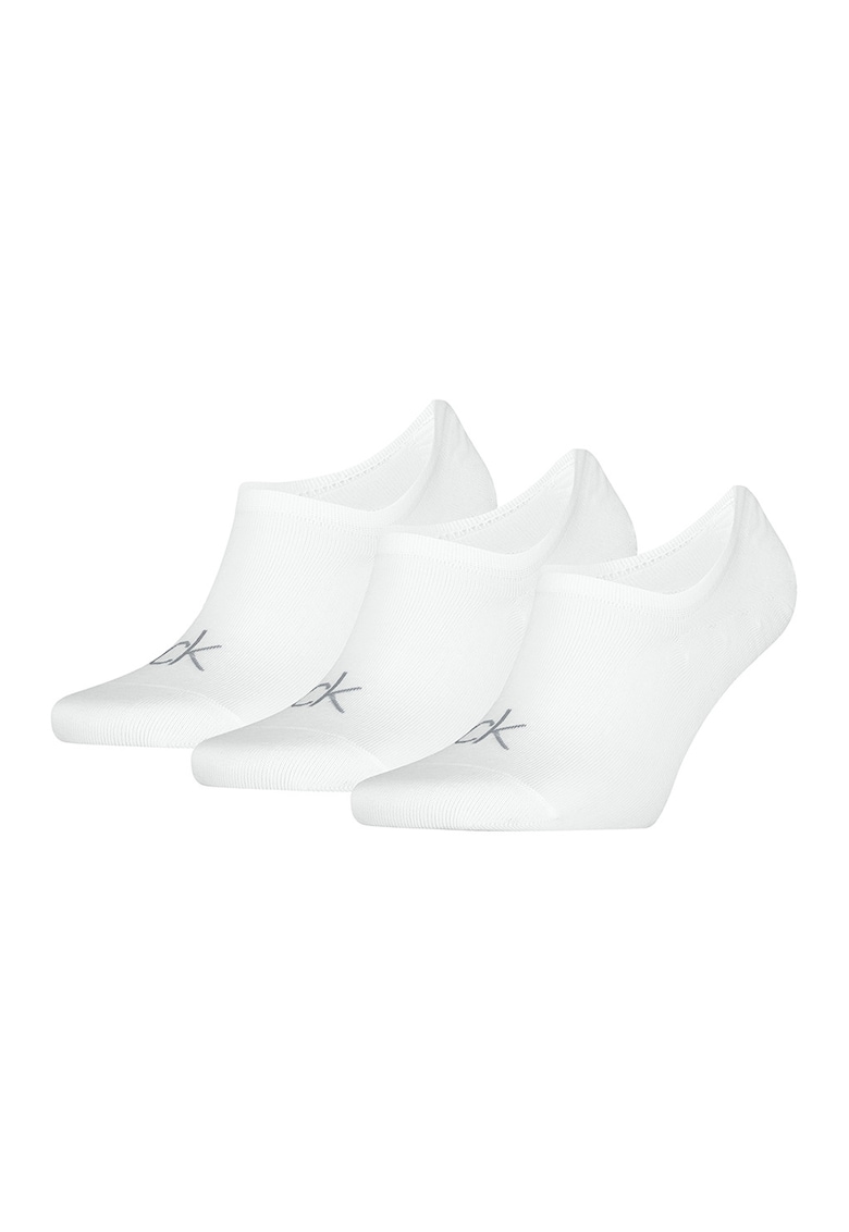 Set de sosete scurte cu logo - 3 perechi - Gri deschis/Alb optic