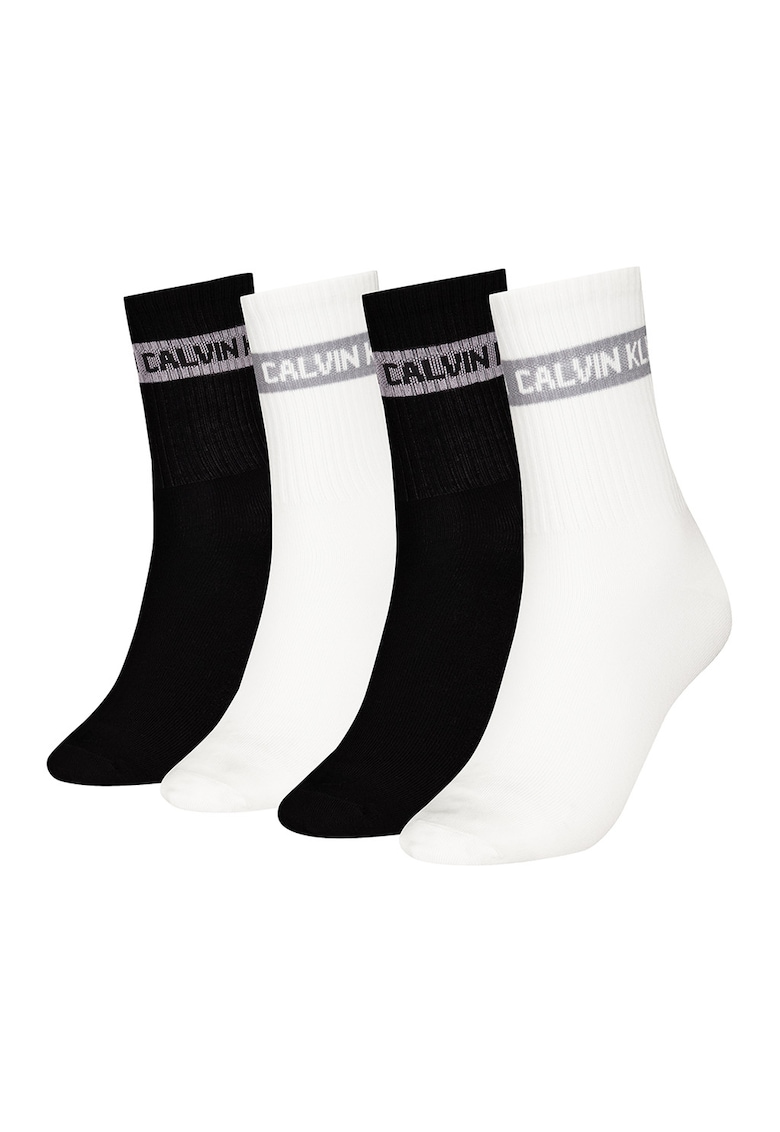 Set de sosete lungi din amestec de bumbac cu logo - 4 perechi