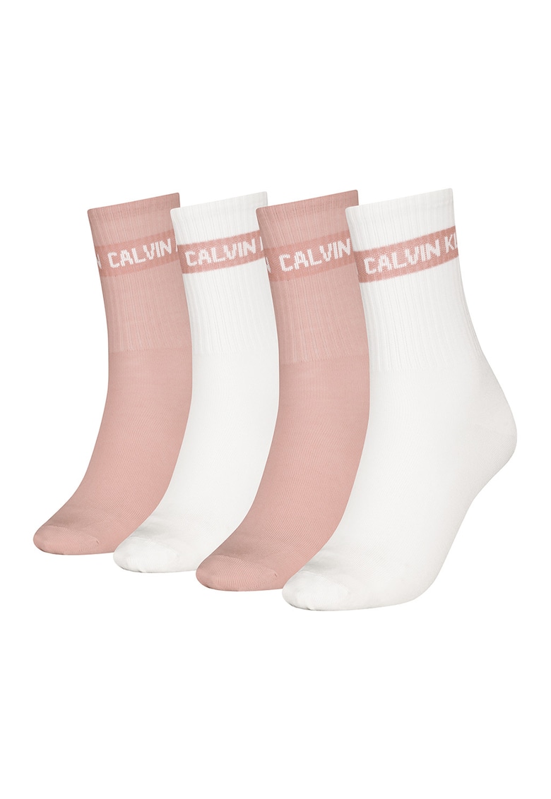 Set de sosete lungi din amestec de bumbac cu logo - 4 perechi