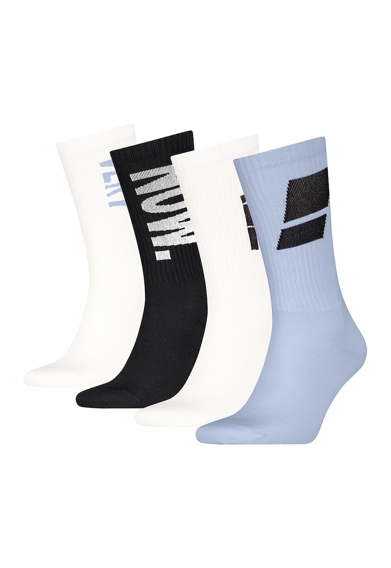 Set de sosete lungi - 4 perechi - Albastru pastel/Negru/Alb optic