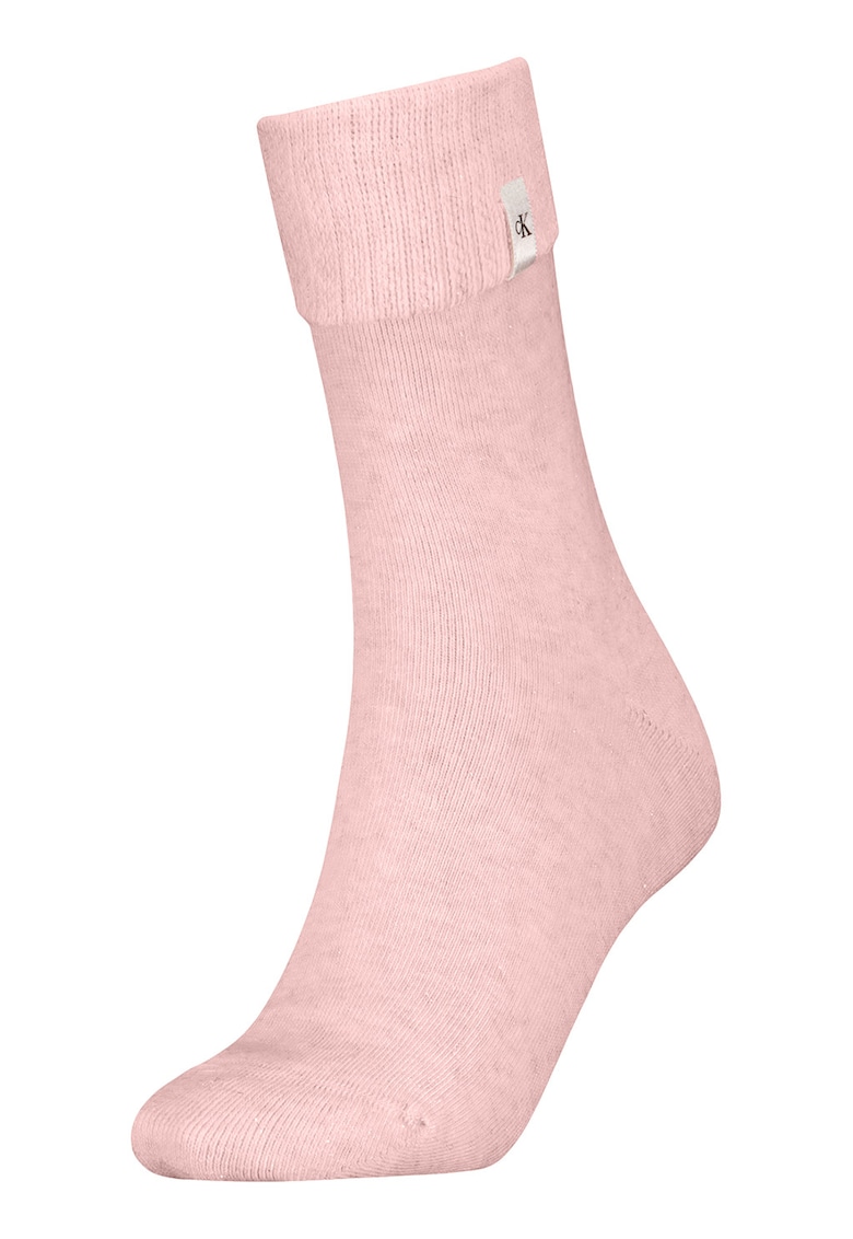 Sosete lungi cu model uni - Roz pastel