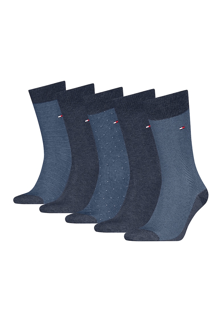 Set de sosete lungi uni cu logo si model - 6 perechi