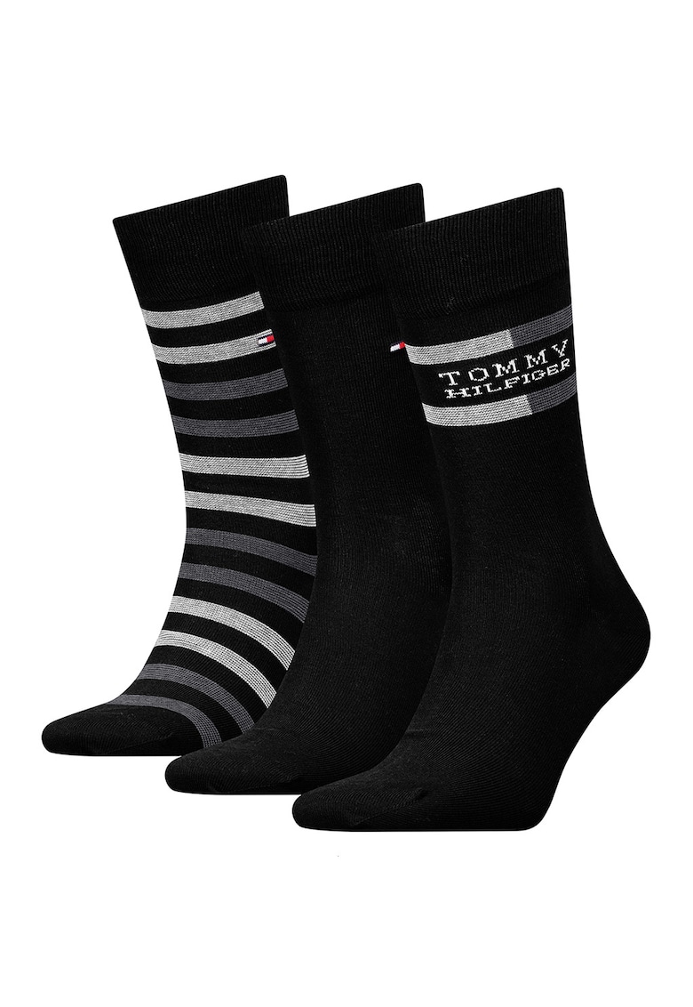 Set de sosete din amestec de bumbac - 3 perechi - Negru/Gri deschis melange