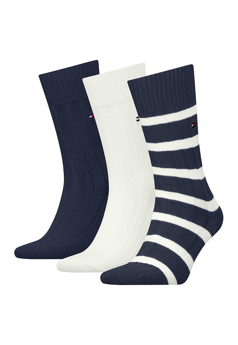 Set de sosete din amestec de bumbac - 3 perechi - Alb murdar/Bleumarin