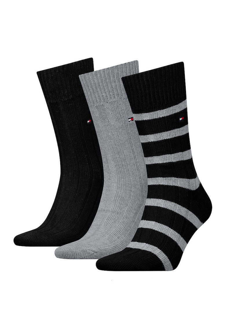 Set de sosete din amestec de bumbac - 3 perechi - Negru/Gri deschis melange