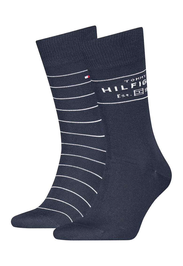 Set de sosete lungi cu logo - 2 perechi - Alb/Albastru ultramarin