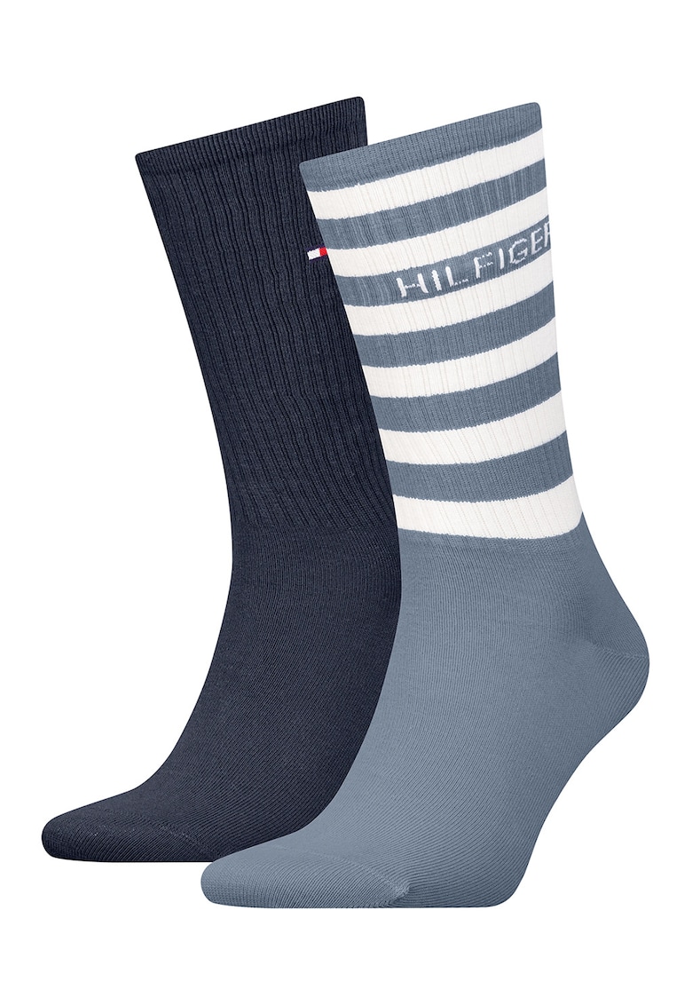 Set de sosete lungi cu model - 2 perechi - Alb/Albastru ultramarin/Albastru prafuit