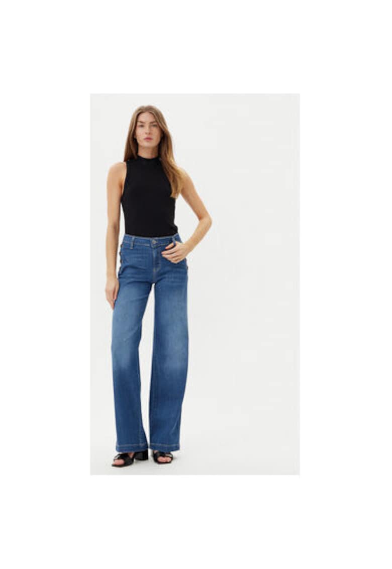 Pantaloni dama P3FDBQ2NTZ - Bumbac - Albastru - Albastru