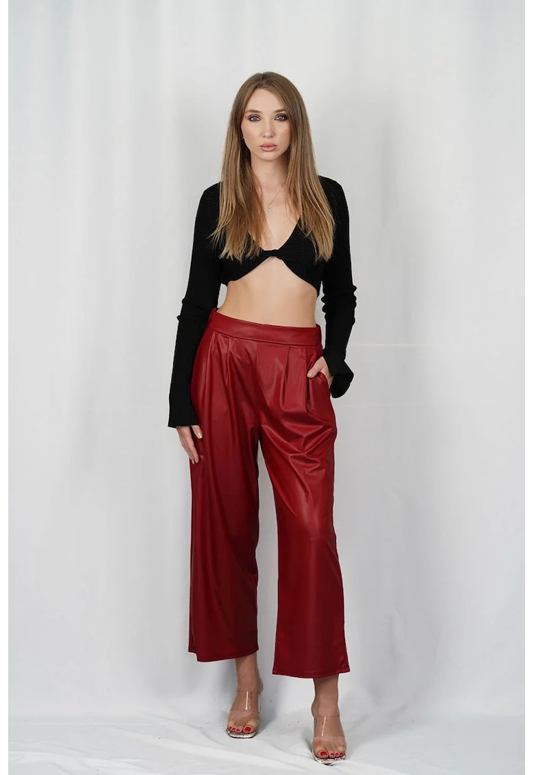 Pantaloni pana la glezna cu buzunare laterale si elastic in talie