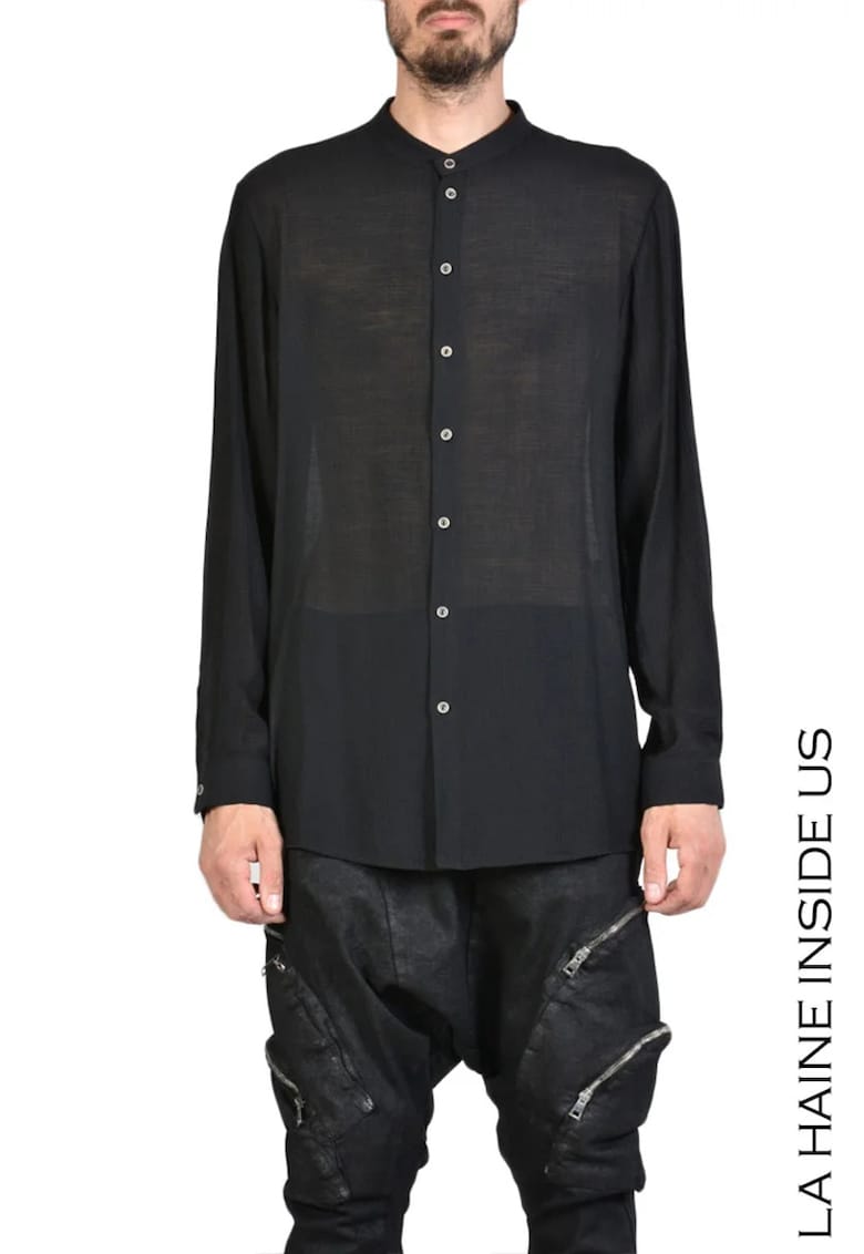 Cămașă slim fit cu guler tunică