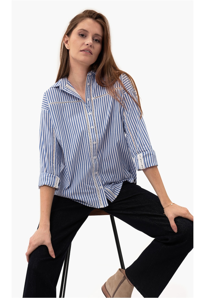 Camasa oversize pentru femei K-Laurel - cu dungi - din bumbac
