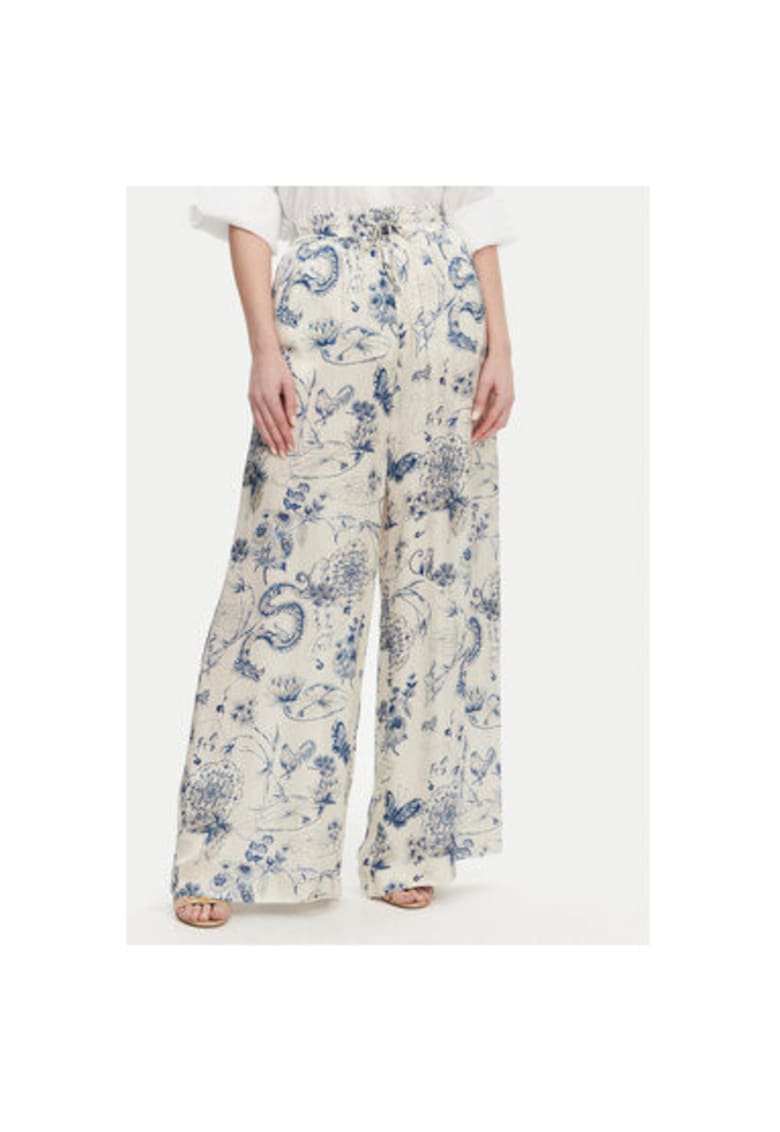 Pantaloni dama  FJ25SV3004W451N4 - Viscoza - Alb/Albastru