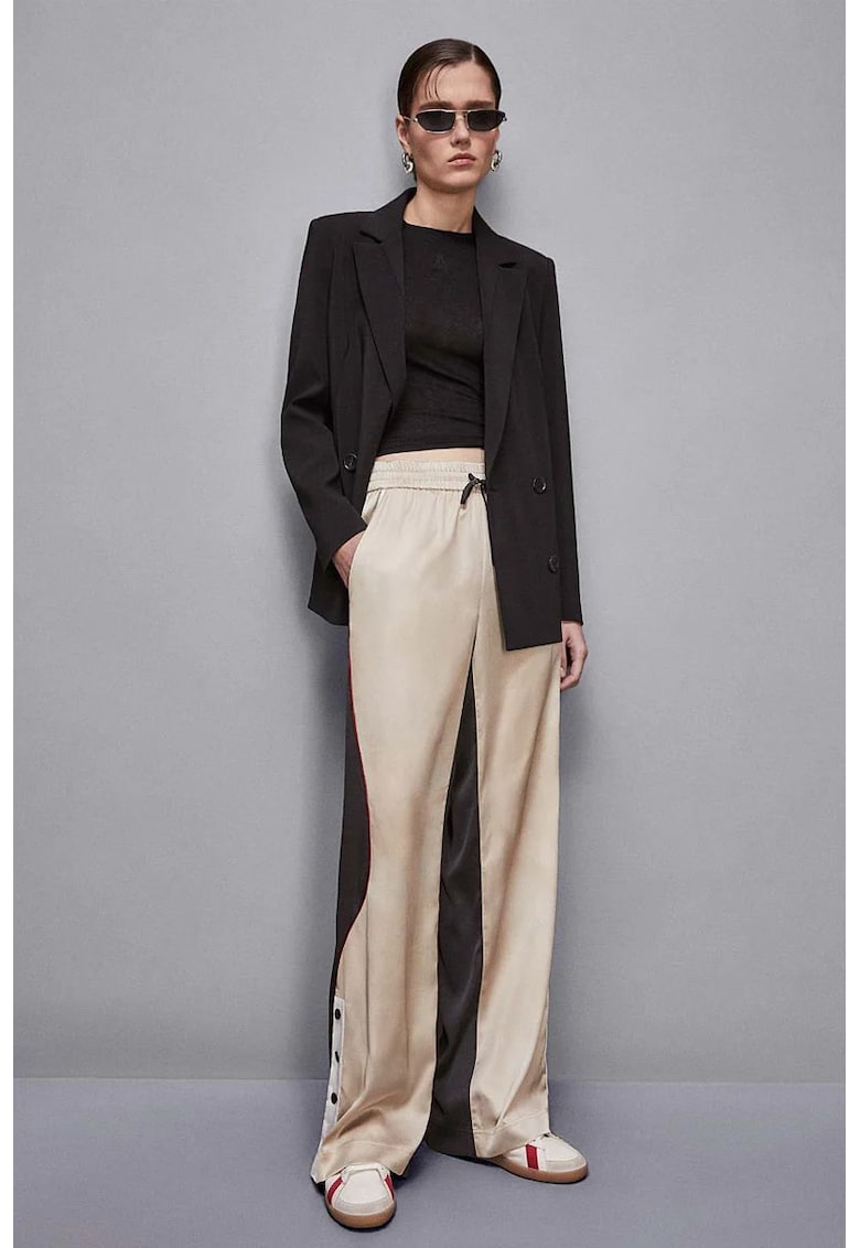 -Pantaloni largi cu șnur - elastic în talie și capse la gleznă