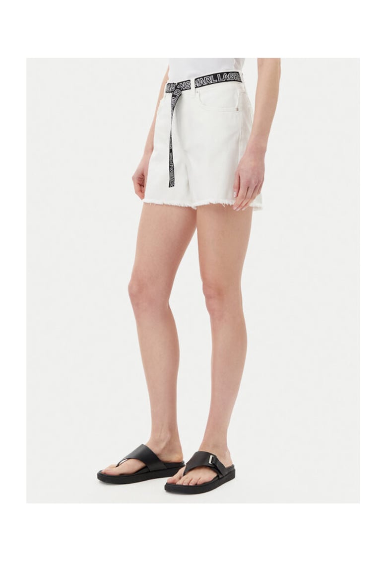 Pantaloni scurti din denim dama A2W10039 - Bumbac organic - Alb - Alb