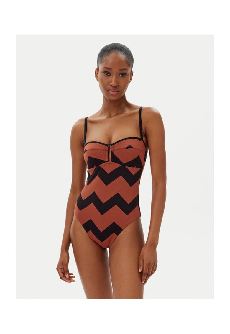 Costum de baie dama C17RUK A04 - Poliamida/Elastan - Maro/Negru - Negru/Maro