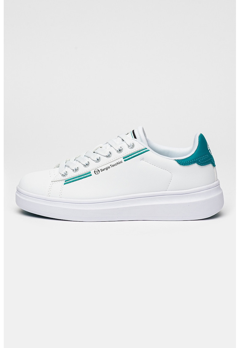 Pantofi sport din piele ecologica cu sireturi si logo Roma