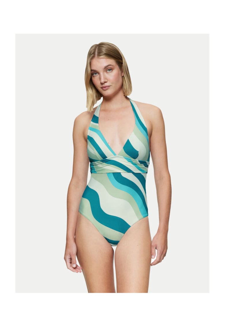 Costum de baie dama 10222303 - Poliamida/Elastan - Albastru/Verde