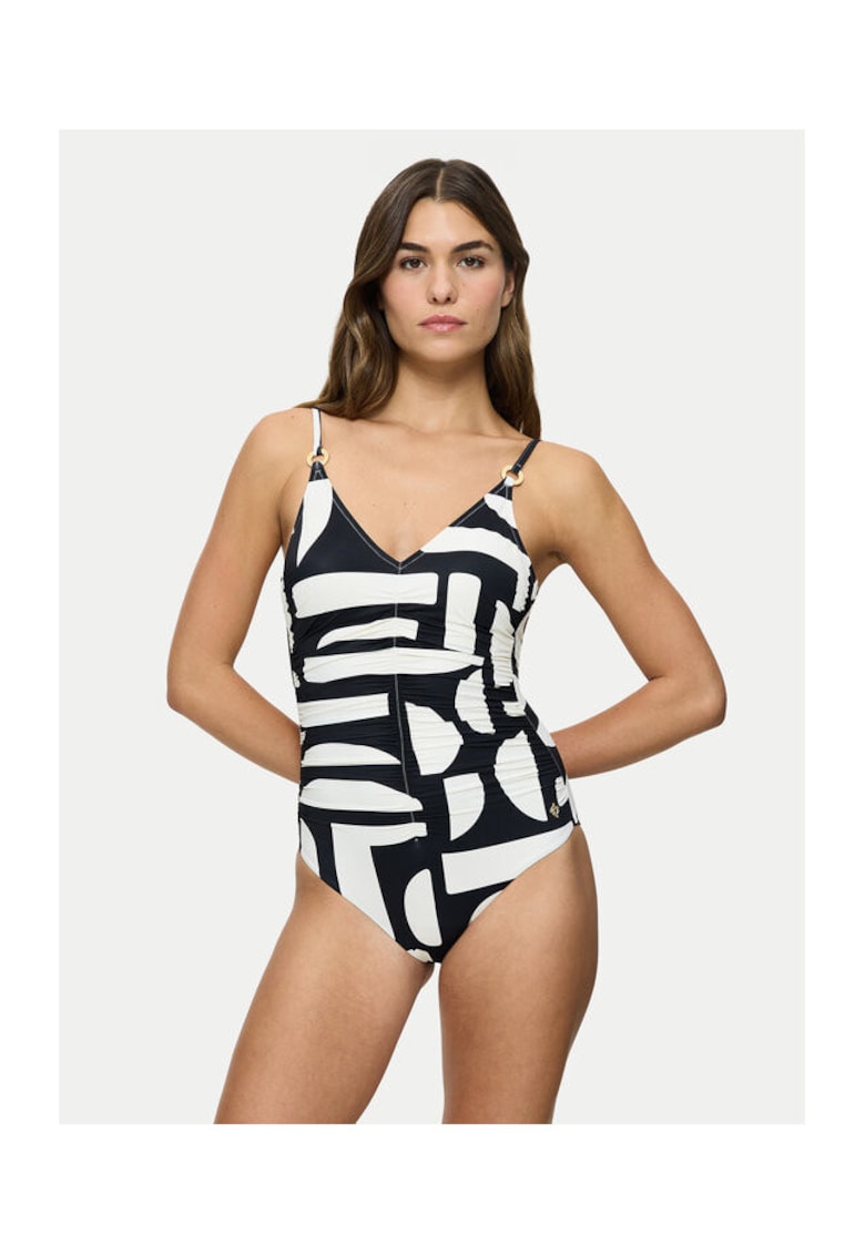 Costum de baie dama 10214733 - Poliamida/Elastan - Negru/Ecru - Negru/Ecru