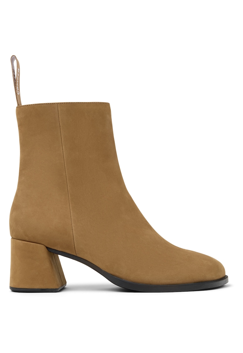 Ghete de piele intoarsa cu toc - Maro camel