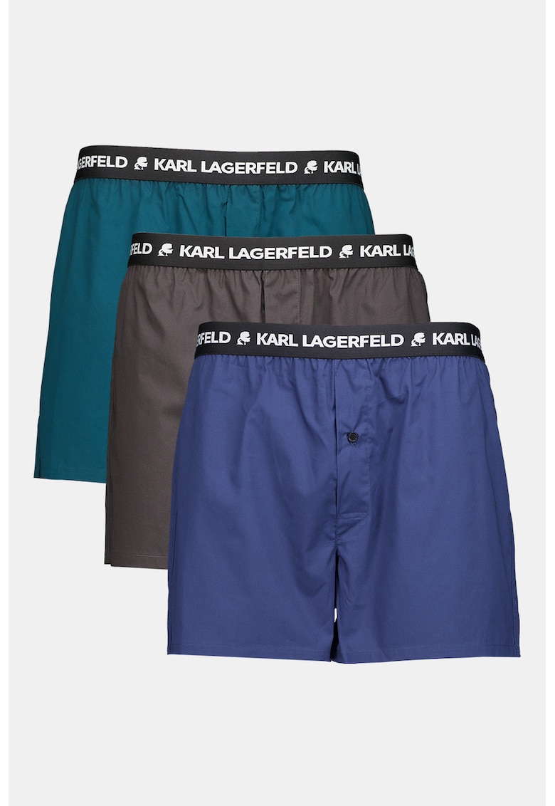 Set de boxeri cu logo - 3 perechi - Albastru inchis/Verde inchis/Gri inchis