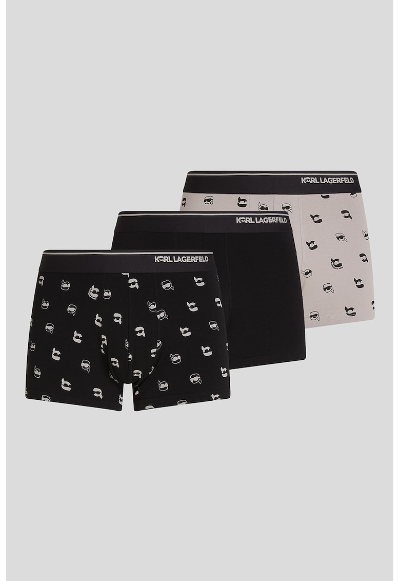 Set de boxeri cu logo - 3 perechi - Negru/Grej
