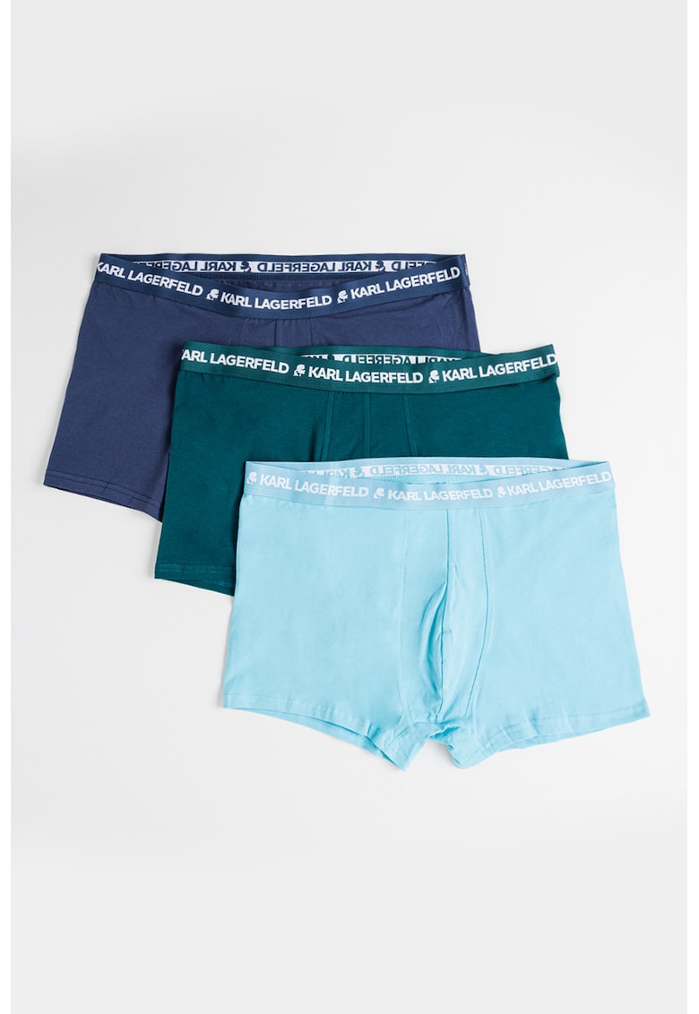 Set de chiloti din amestec de bumbac organic cu banda logo in talie - 3 perechi