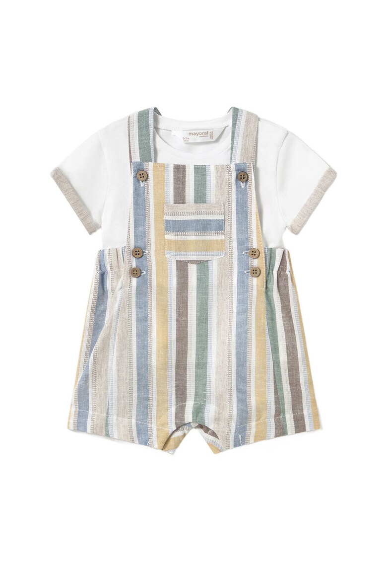 Set tricou si pantaloni scurti baieti 1621 - Bumbac/Elastan - 3-6 luni - Multicolor