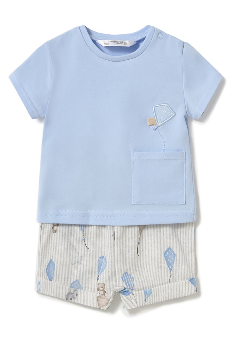 Set tricou si pantaloni scurti baieti 1202 - Bumbac - 63794 - Albastru deschis