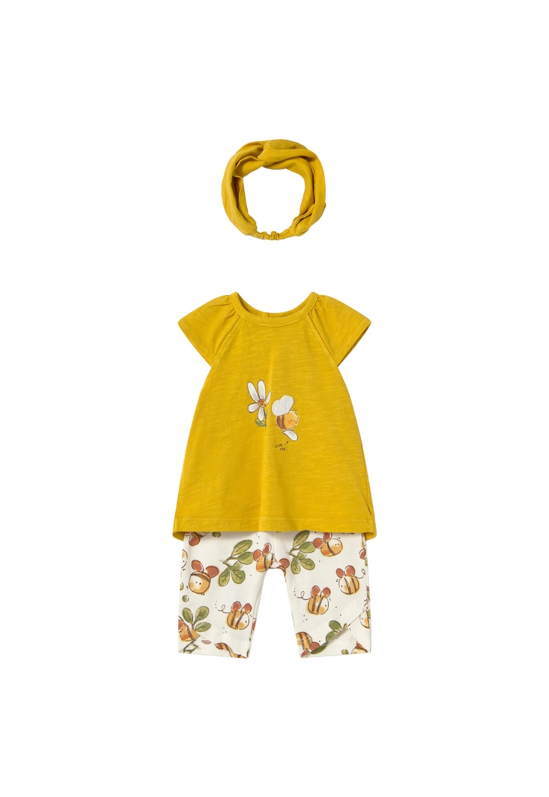 Set tricou si colanti fete 1763 - Bumbac - 0-3 luni - Galben