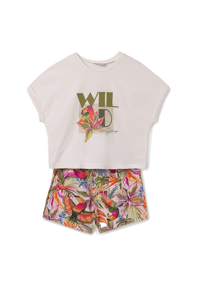 Set tricou si pantaloni scurti fete 6221 - Bumbac - Multicolor