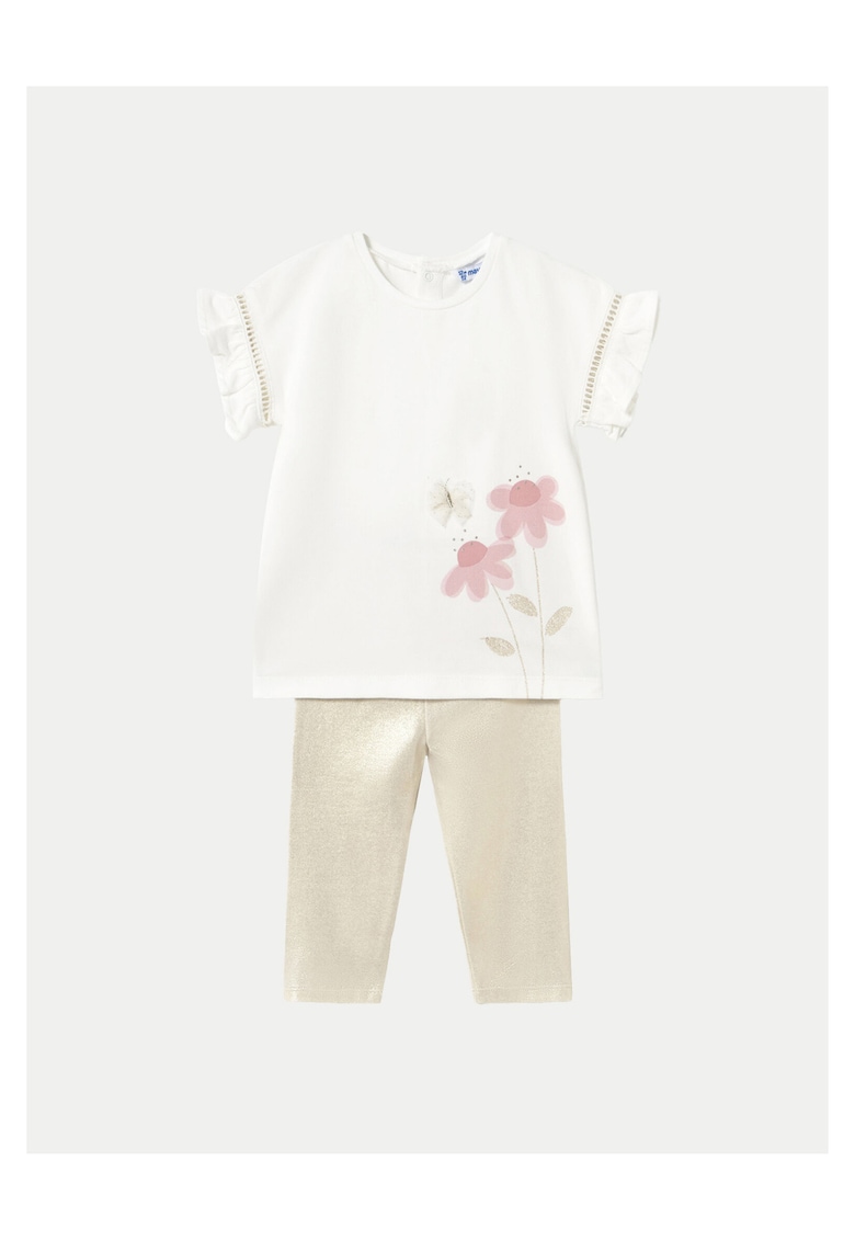 Set tricou si colanti fete 1734 - Bumbac/Elastan - 4 ani - Bej