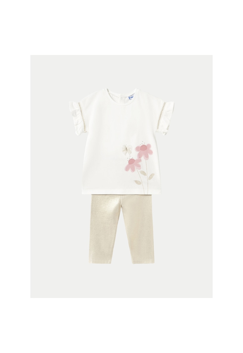 Set tricou si colanti fete 1734 - Bumbac/Elastan - 4 ani - Bej